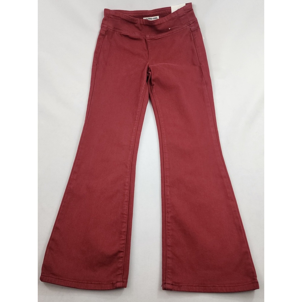 Free People We The Free In My Feelings Crop Boot Pants Red XS OB1721763 Mid Rise